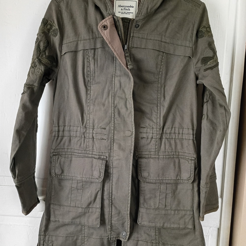 Abercrombie & Fitch Olive Hooded Utility Jacket